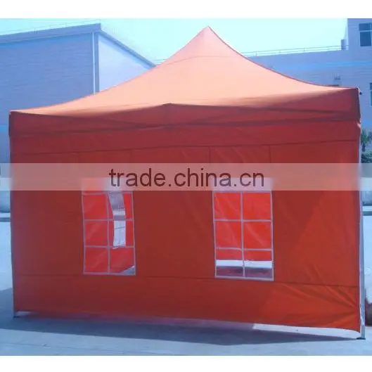 Aluminum Pop Up Ten 3x3m ( 10ft X 10 ft) with Orange Canopy & Valance(Unprinted), 4 full walls with zipper, door & windows