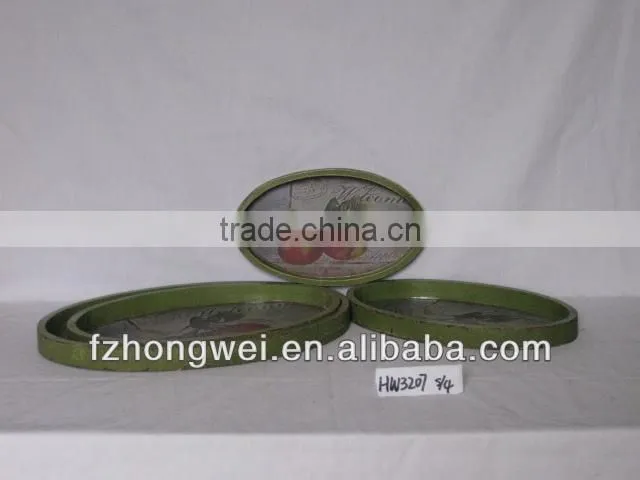 Hongwei 2013 Spring Home decor Green Wood Tray