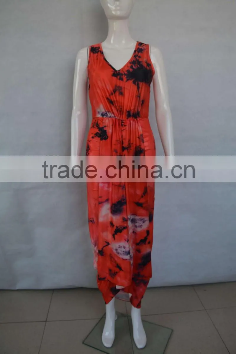 fashion dress Sexy V collar dress Sleeveless evening dress