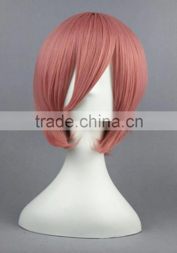 High Quality 35cm Short Straight Hitman Reborn Cosplay Hair Wigs Giotto Dark Pink wigs Synthetic Anime Wig Party Wig