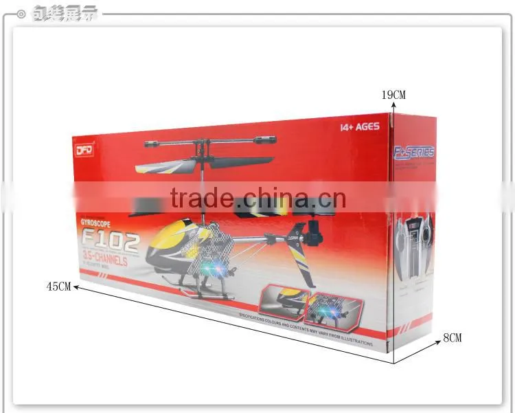 F102 3.5 CH IR RC Helicopter Mini Metal Remote Control Helicopter Gyro RTF