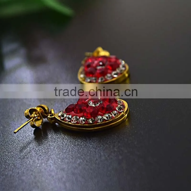 316L Stainless Steel Jewelry African Gold Plated Jewelrys Set With Colorful Crystal