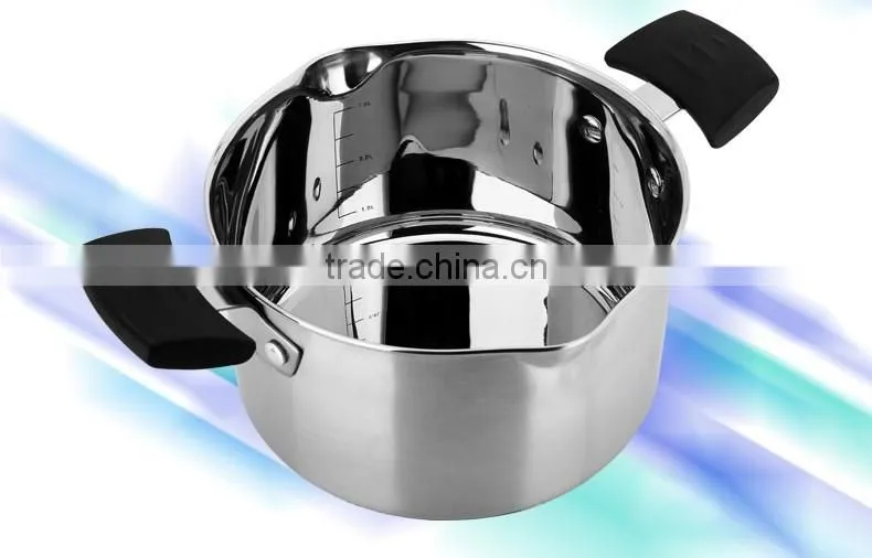 newest design stainless steel milk boiling pot/ glass lid sauce pan/ soup&stock pot