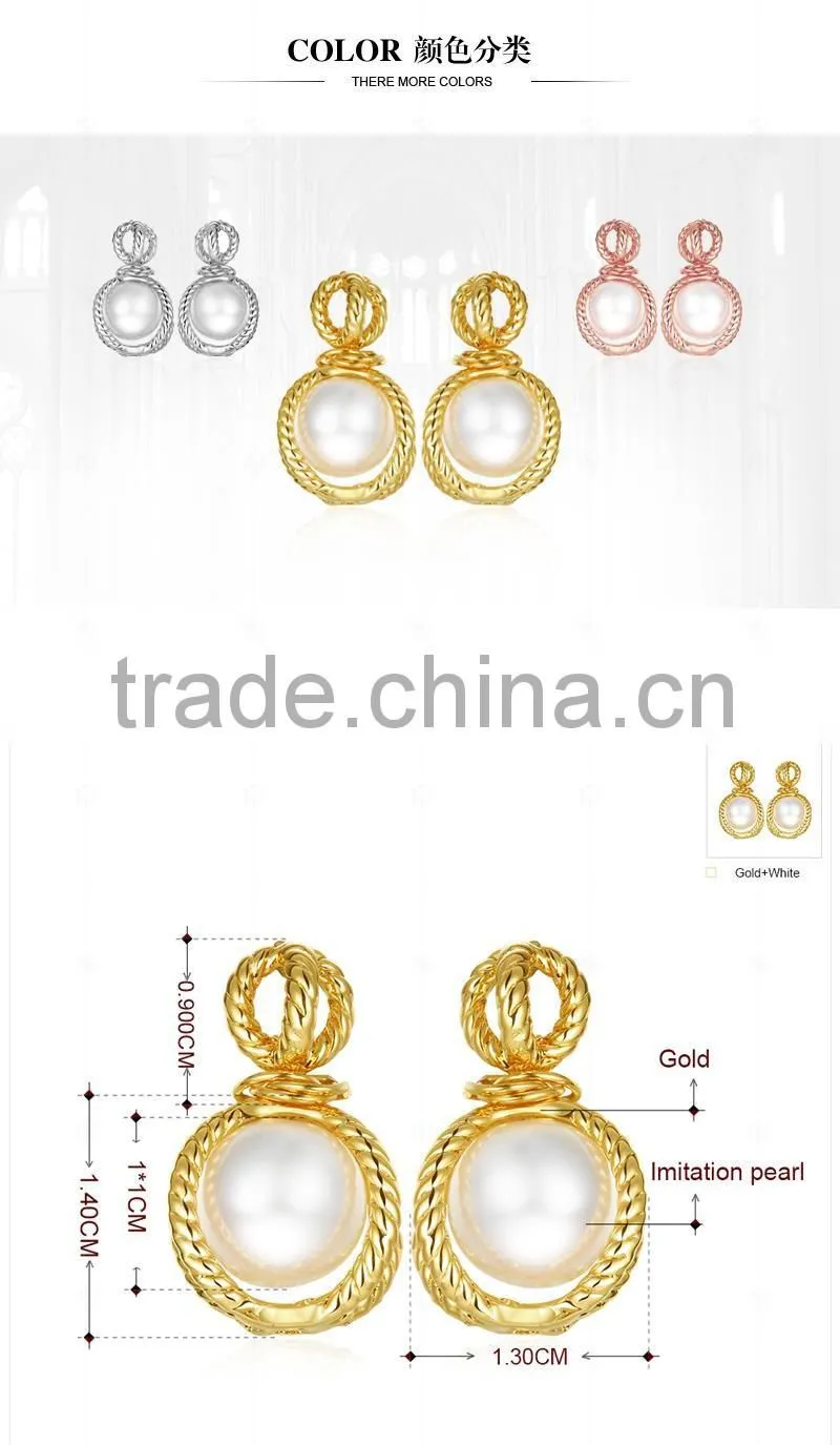 Hot Selling New Design Pave Setting 18K Gold Plated Fashion Drop Pearl Earring