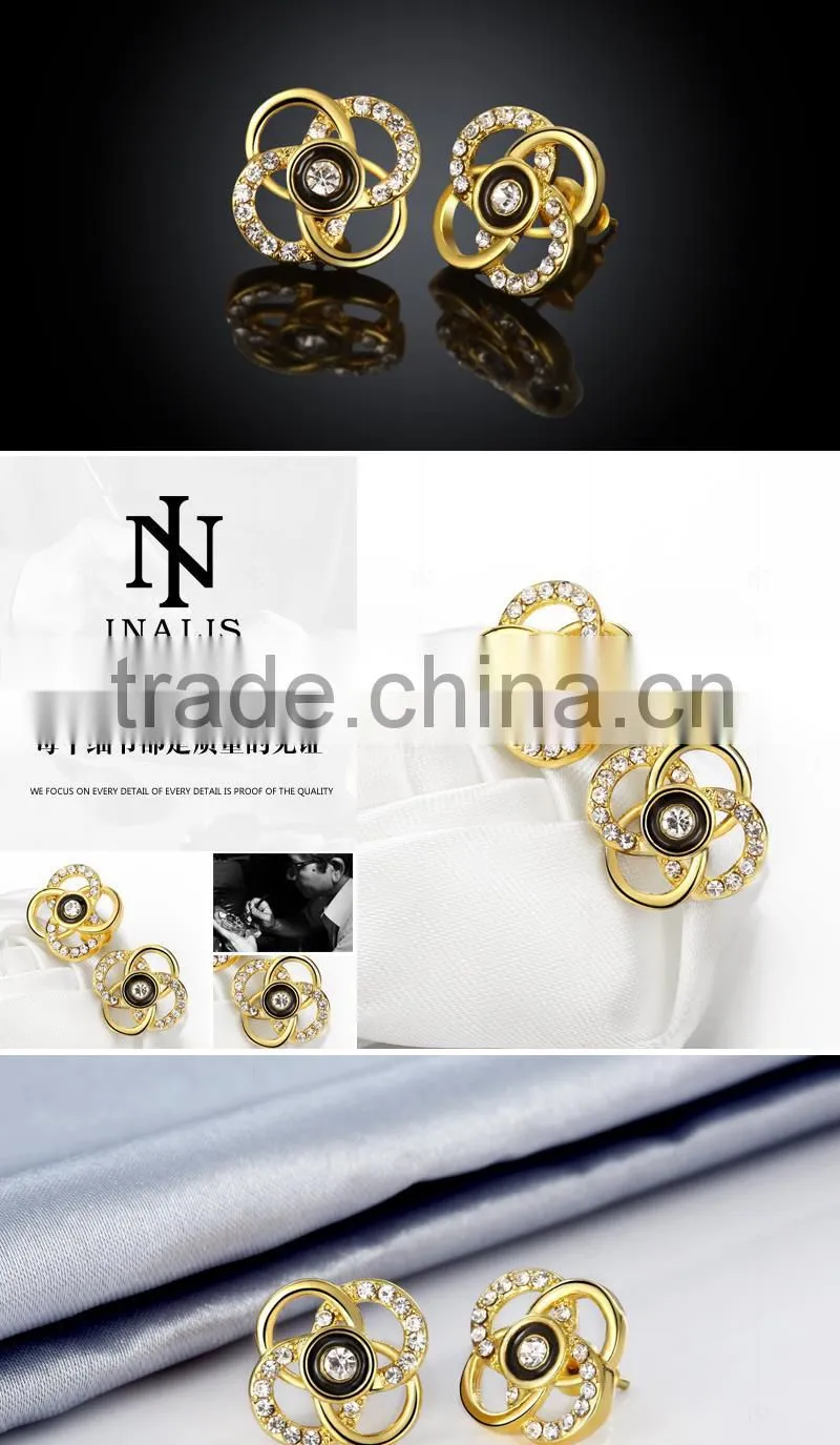 Rose gold plated crystal stone jewelry stud earring
