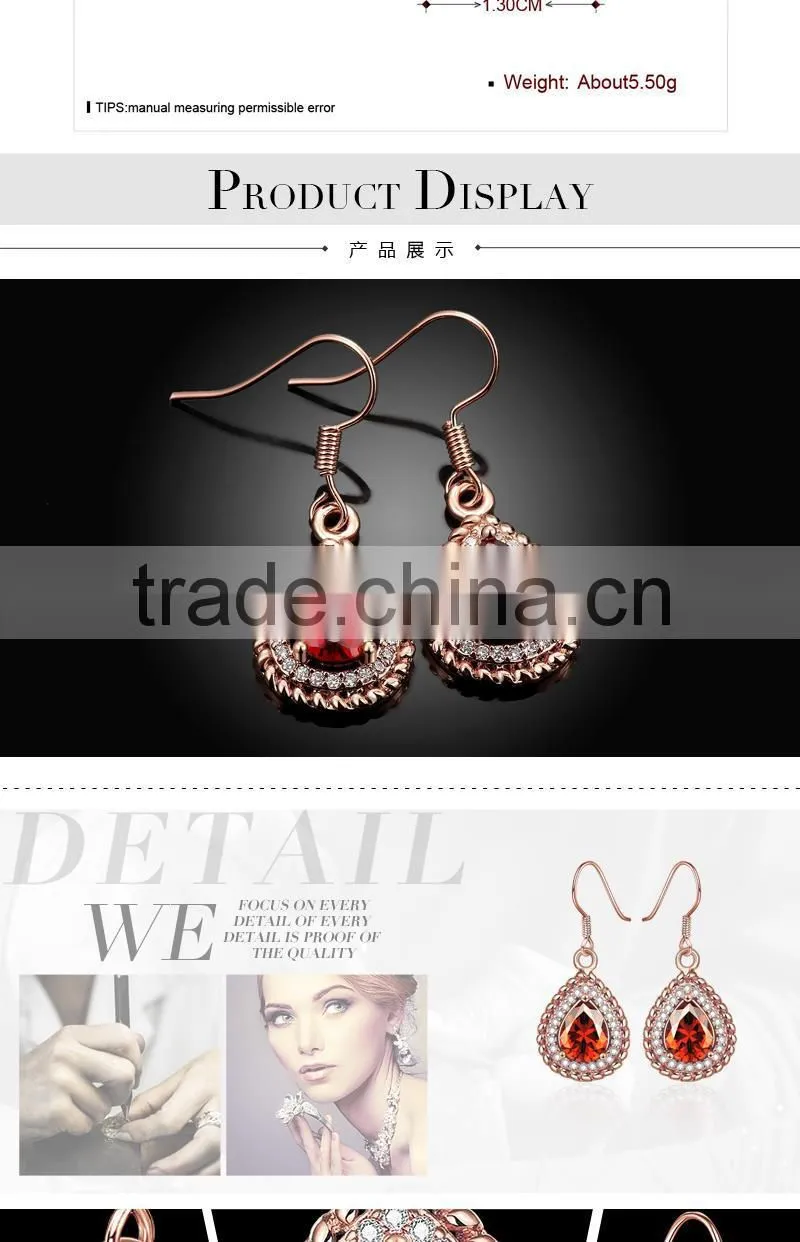 2015 new latest design indian gold jhumka crystal earring for young women