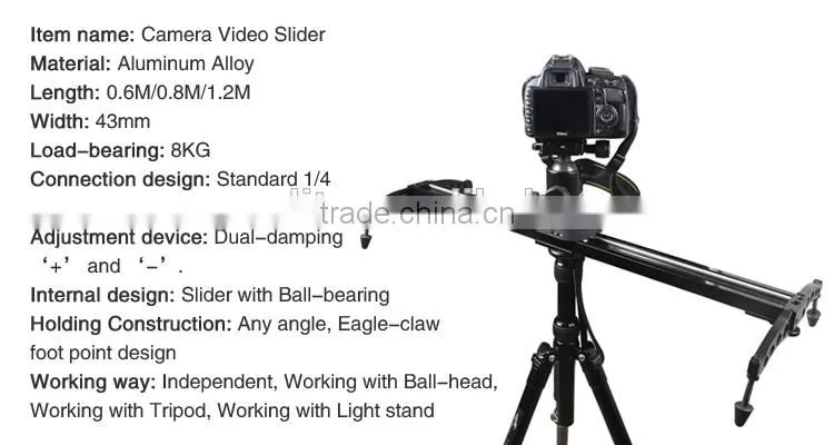 Commlite Camera Video Track Slider Video Stabilizer System with Ball-Bearing for DSLR/Camcorders