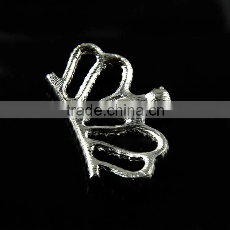26x41MM Wholesales Bulk Cheap Silver Plated Alloy Crown Crystal Rhinestone Button For Baby Girl Jewelry Garment Accessory