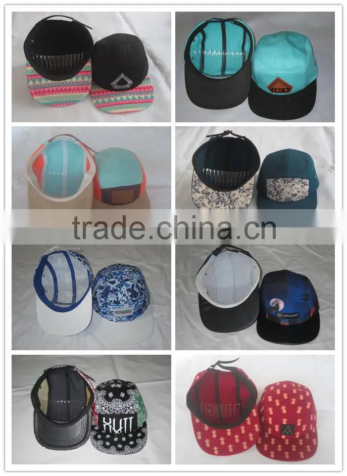 reflective materials custom baby 5 panel cap /custom logo leather patch cap/snapback cap /flat brim cap /leather strap cap