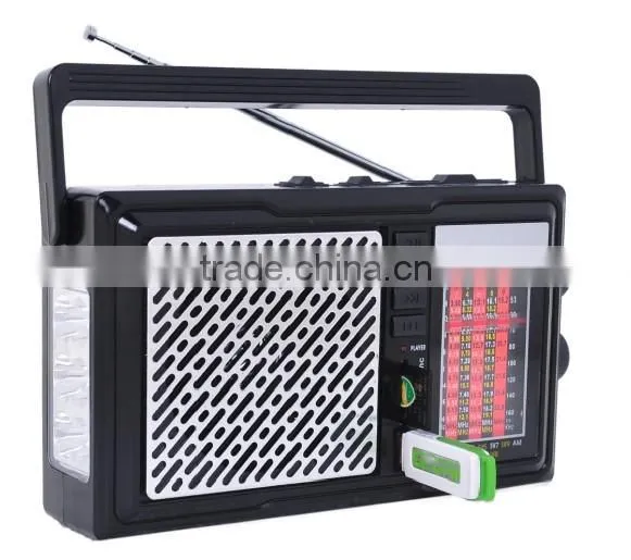 AM/FM/SW USB/SD Rechargeable Battery Portable Radio with Light