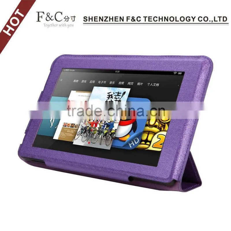 Ultra-thin PU three folding kids friendly case for Amazon Kindle Fire HD 7 cover