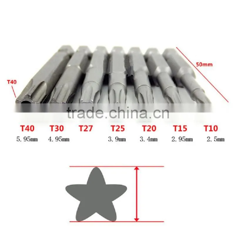 1/4 Inch Magnetic Pentacle Star Head Screwdriver Bits Electric Screwdriver Bit 50mm Length AR-56