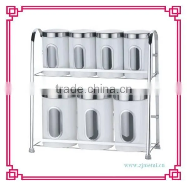 stainless steel 7pcs canister with 2floor rack