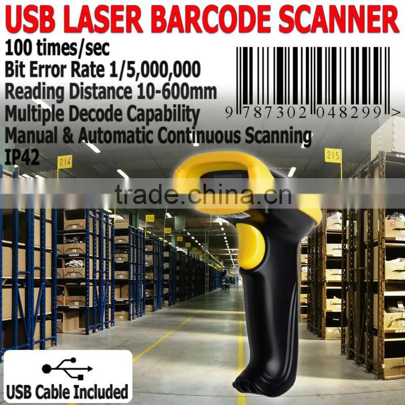 New Laser USB Reader Bar Code POS Handheld 100 times/sec Cable Barcode Scanner