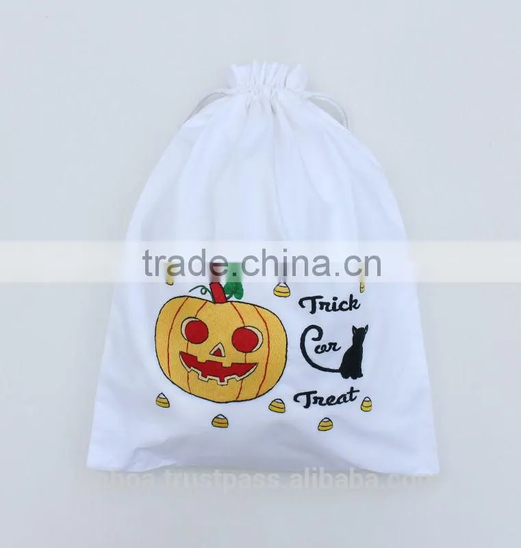 Embroidery Halloween drawstring bags, laundry bag