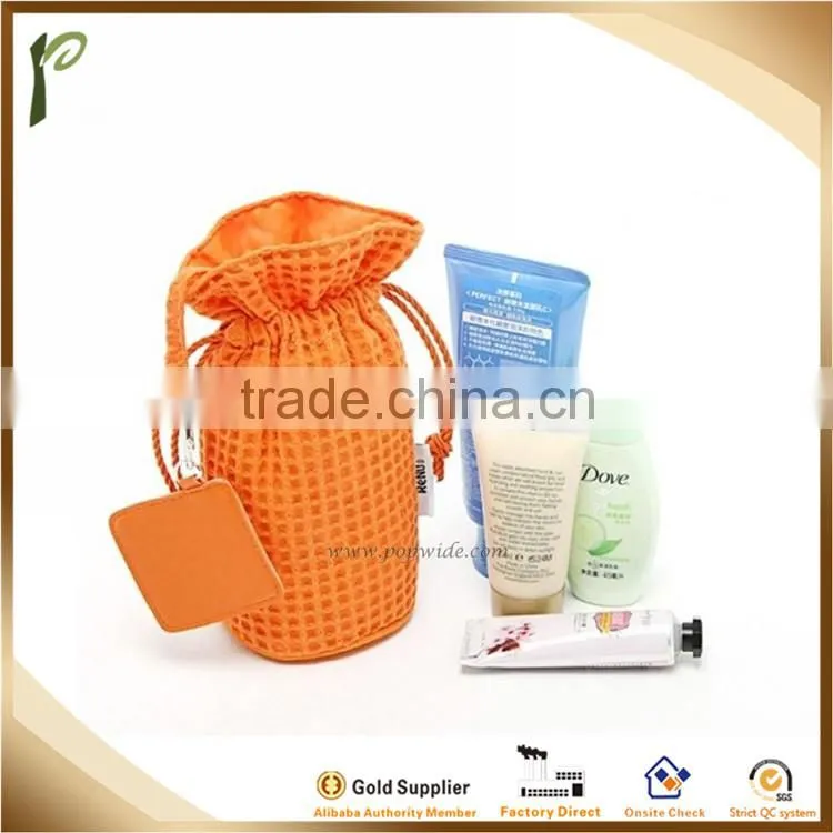 Popwide Promotional Waffle Cotton Drawstring Cosmetic Travel Bag
