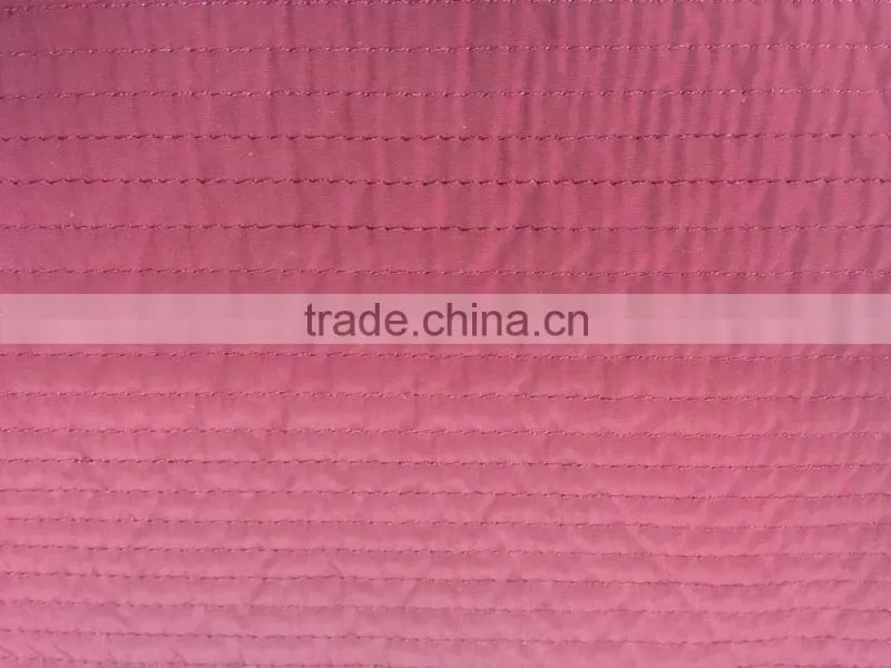 Fashion polyester stripe embroidered thermal padded fabric with quilting for down coats/jacket