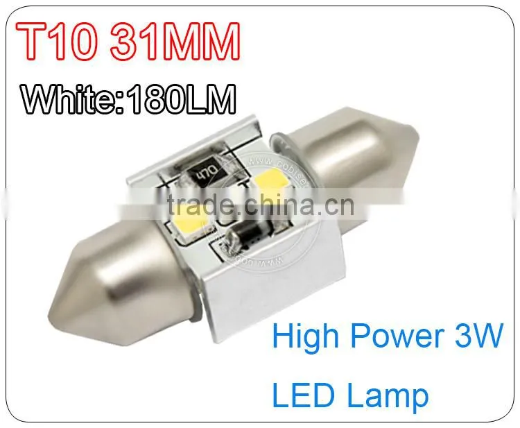 Hot selling 180lm 6500k white t10 led canbus 24v 3w made in China