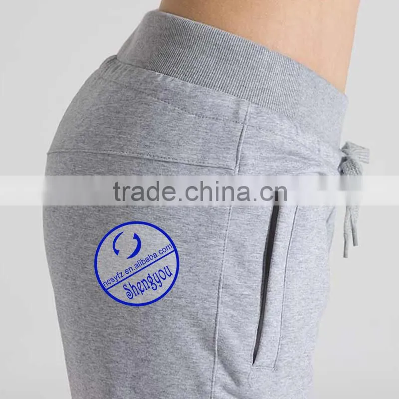 Wholesale custom made cotton blank grey women yoga jogger pants