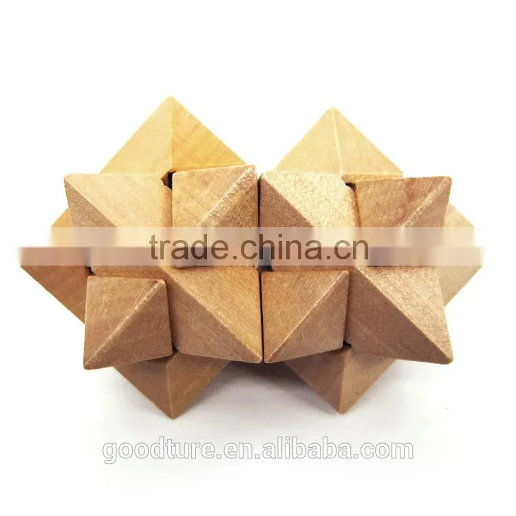 2015 Hot Sale Wooden IQ Intelligent Puzzle Magic Puzzle Kongming Lock Brain Teaser Model Number GAD1131