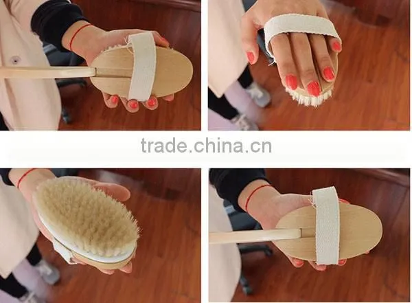 High quality natural wooden body brush,soft back makeup body brush