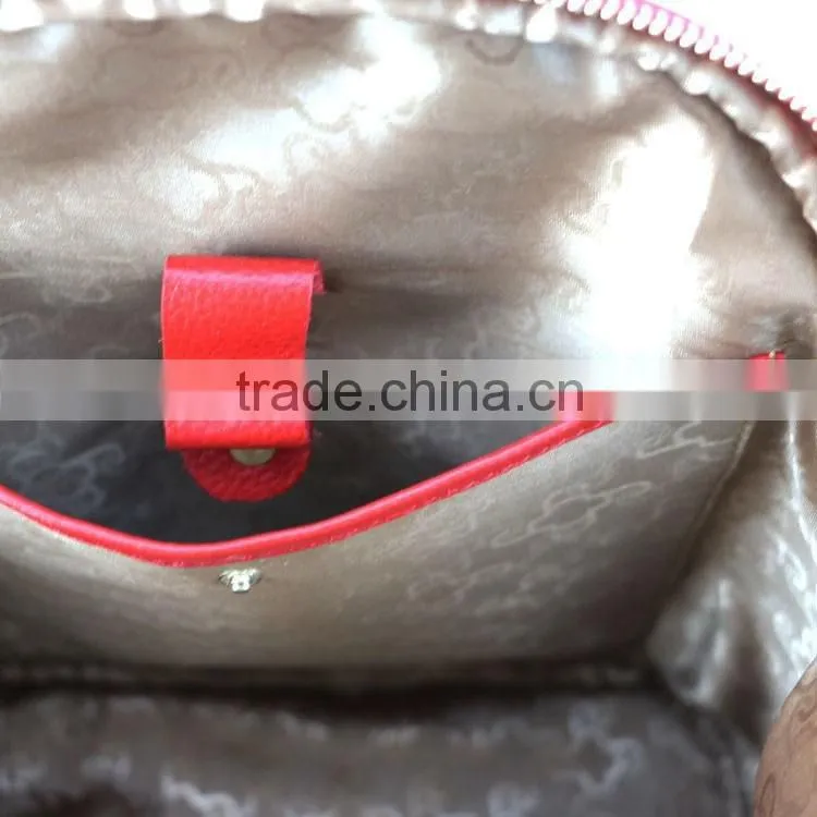 Newest design fashionable red litchi pattern genuine leather backpack for lady