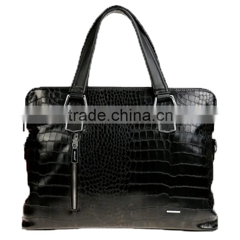 Hot sell briefcase black leather handbag business fashion tote bag