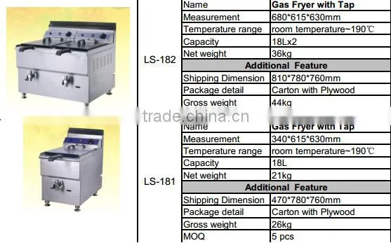 counter top outlet valve gas fryers