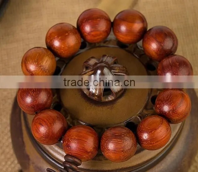 Men's Nice Round Natural Cat's Eye Red Antifatigue Sandalwood Beads Bracelet
