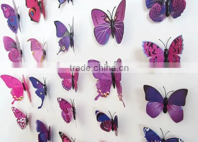 12pcs 3D PVC Butterflies DIY Butterfly Art Decal Home Decor Wall Mural Stickers