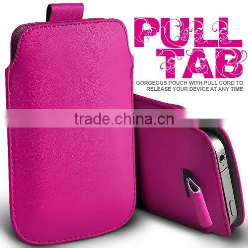 For iPhone 5 Premium Soft PU Leather Pull TAB Slip Pouch Case Cover