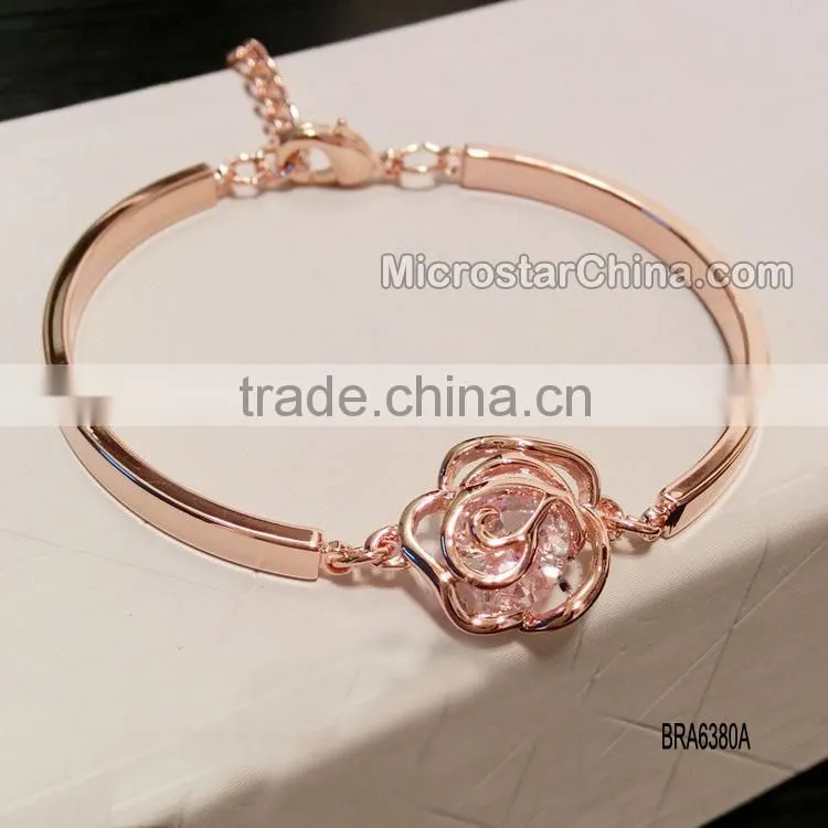 Clover Austrian alloy leather crystal bracelet