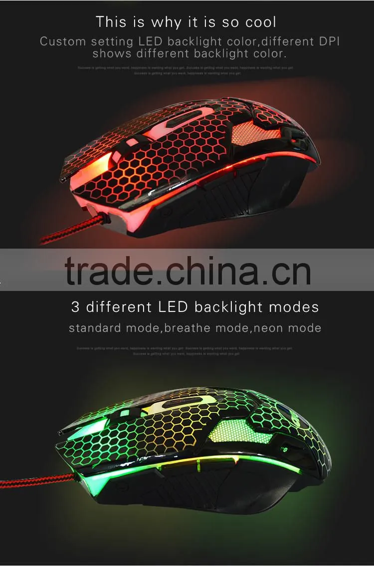 Colorful LED backlits gaming mice mouse_Macro setting 3500 DPI game mouse