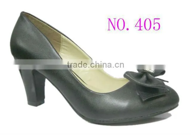 PU upper elegant high heel lady dress shoes summer shoes with bowknot