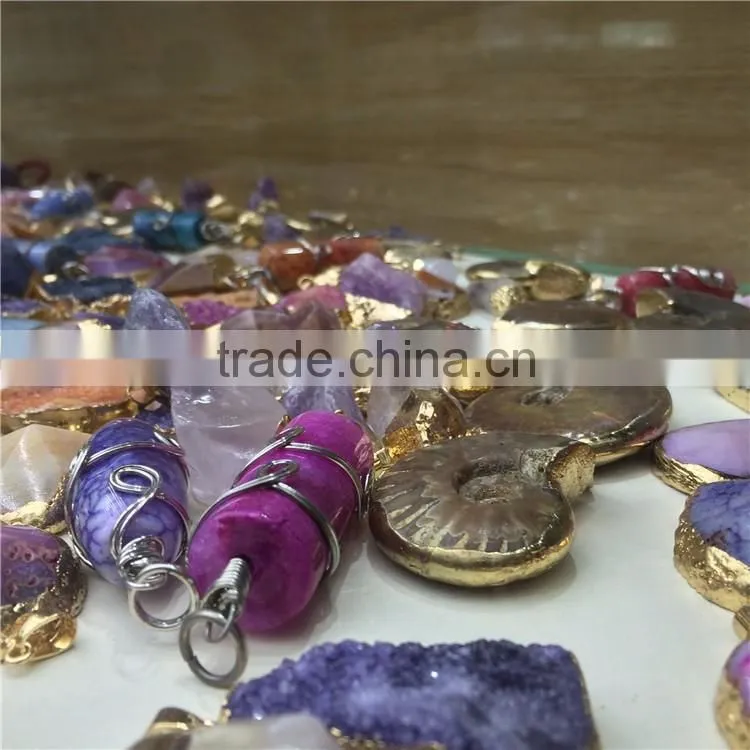 Natural Colorful Wholesale Semi Precious Stone Crystal Gemstone Pendant
