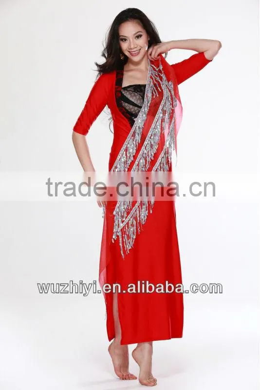 Indian sexy Belly dance dress with sequin headwear or belt and bra and long dress 3pcs (QC2081)