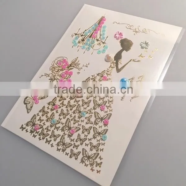 Custom Multi-application metallic tattoo with rhinestone gold crystal hair tattoo stickers