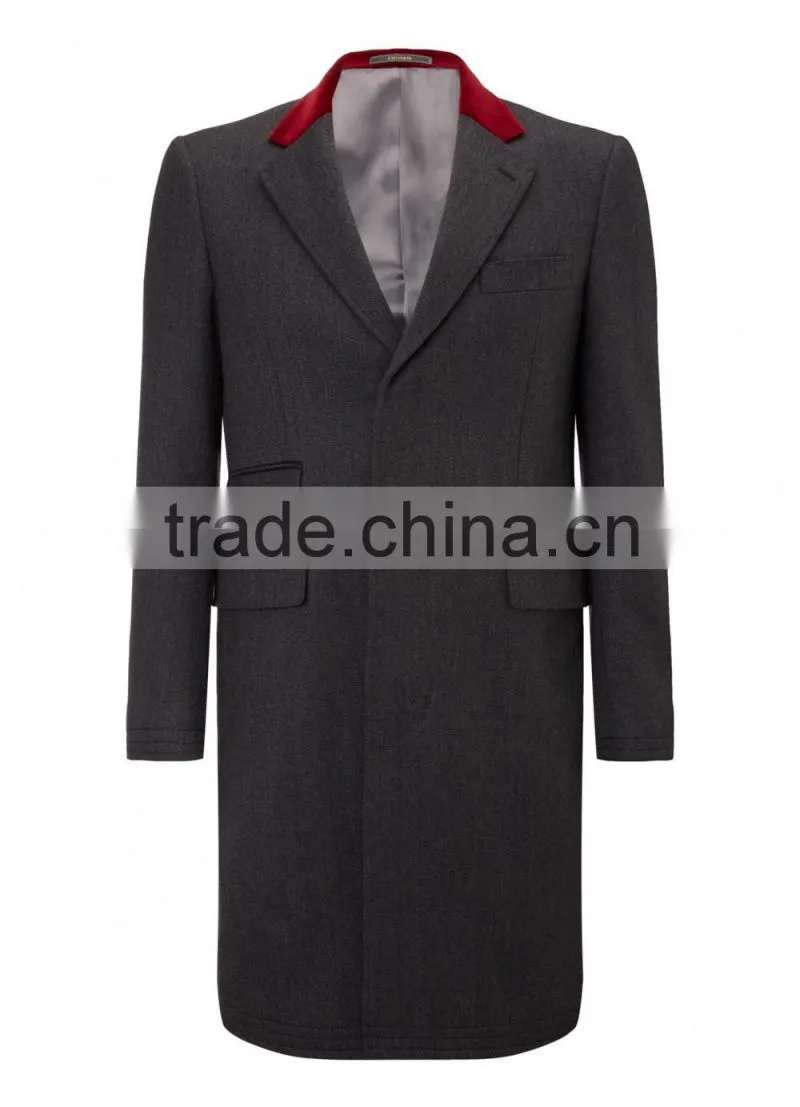 2015 new style 100% cashmere classic dark grey coats for men