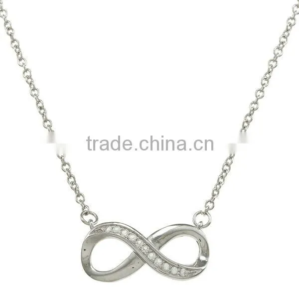 Valentines 925 Sterling Silver Double Infinity Love Pendant Necklace Jewelry