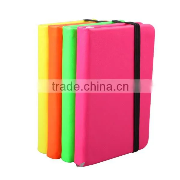 Rainbo colorful Mini PU note book with elestic band,mini pocket book