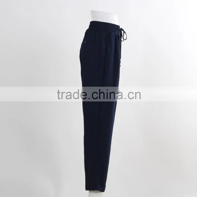 F5S30043 Casual Dark Blue Women Slacks