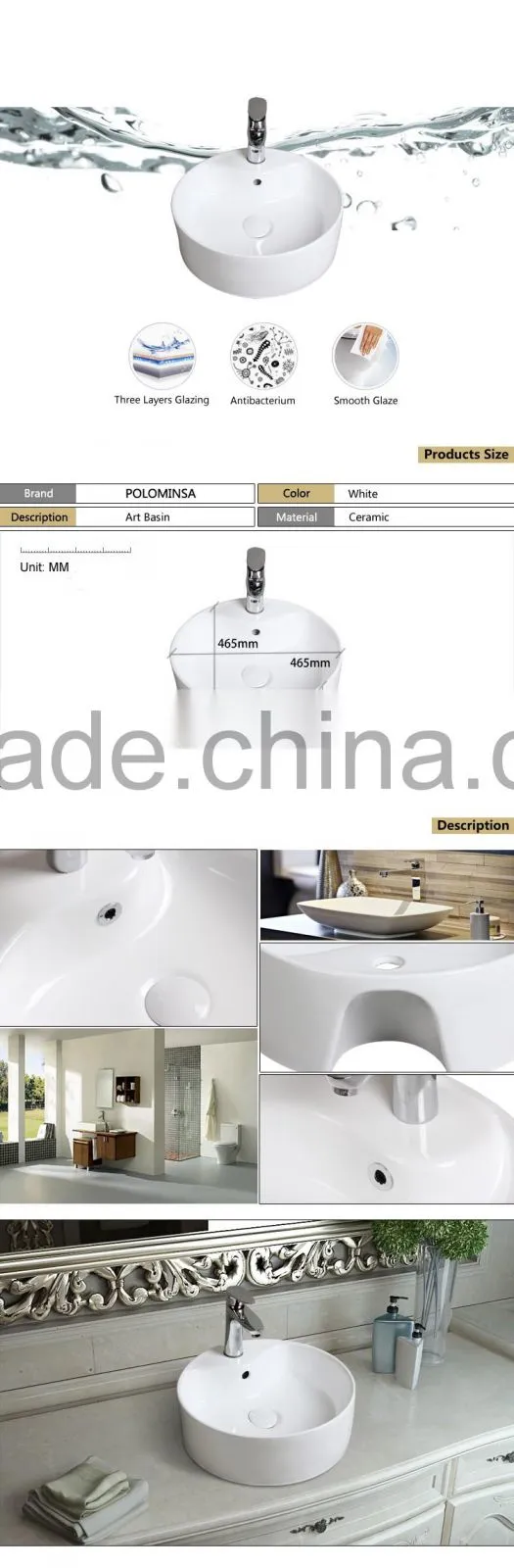 Hand Wash Basin Round Shape White Color