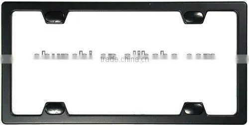 Black Elite Metal License Plate Frame with Caps