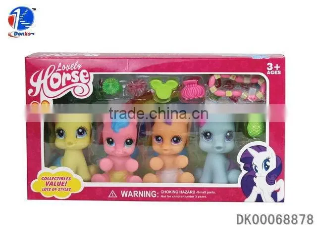 High Quality Kids Soft Rubber Horse Toys for Girls with Accessories
