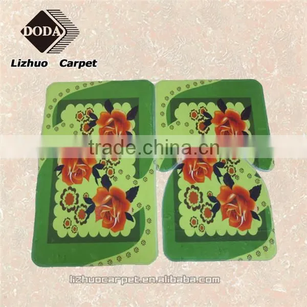 Non-slip polyester leaves printing floor mat for bathroom , home