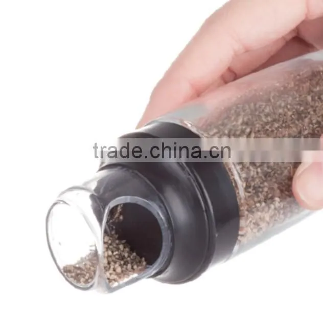 SINOGLASS 6 pcs 90ml measured cap glass salt and pepper spice jar rack set