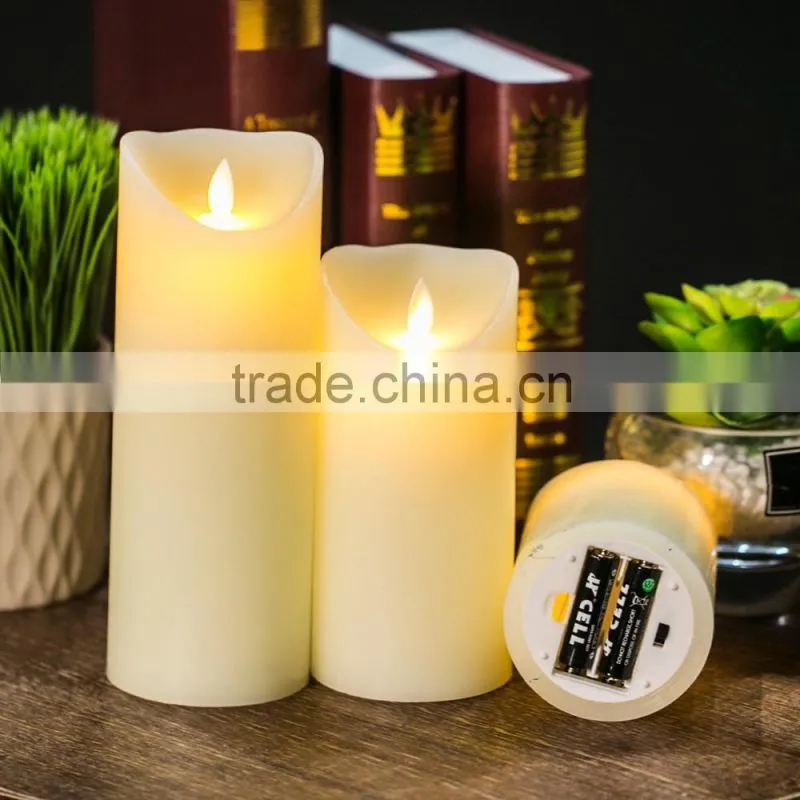Ivory flameless moving wick led candle,led moving flame candle,flameless led candle