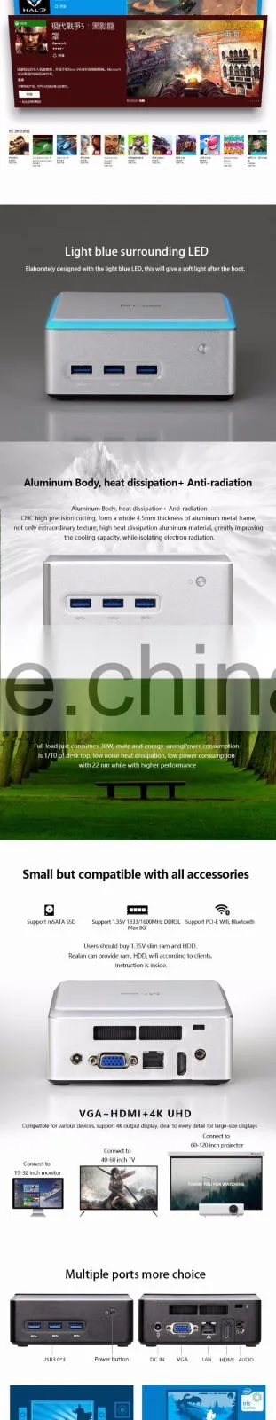 2016 new fashion Intel Core i7 4500U Mini PC Win 7/8/10 Barebone Desktop Computer HDMI and VGA ports support dual display 4k