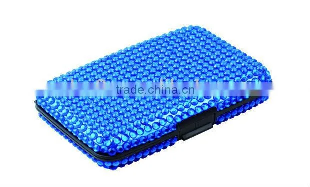 crystal aluminum credit card holder with rhinestone,plastic credit card case