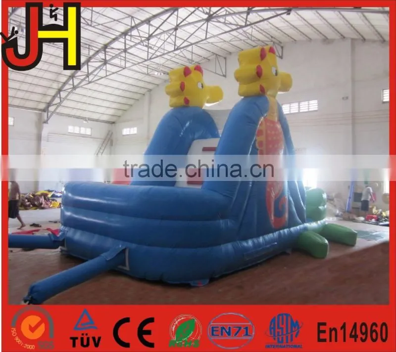 Hot sale inflatable pool side, ocean theme turtle bounce house, pool water slide